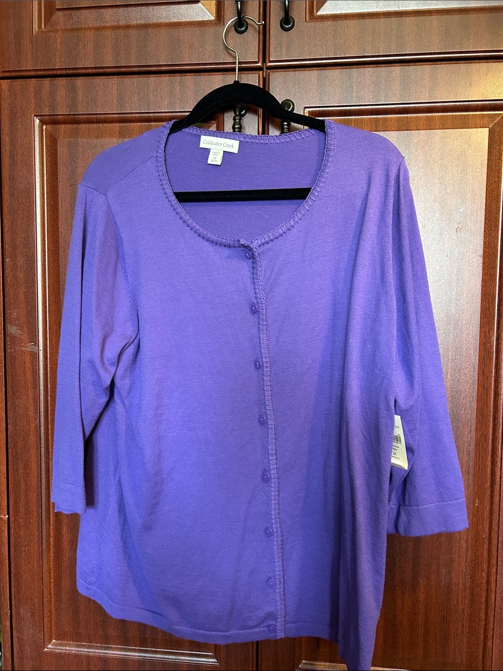 Coldwater Creek Violet Button-Front Knit Cardigan